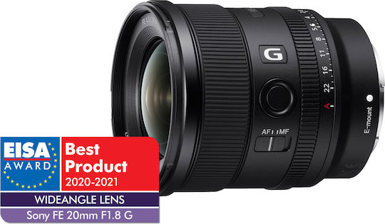 Sony Full Frame Φωτογραφικός Φακός FE 20 mm F1.8 G Wide Angle για Sony E Mount Μαύρος