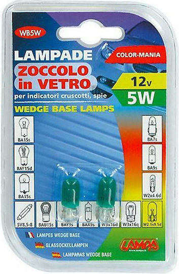 Lampa Λάμπες Αυτοκινήτου Wedge Base Lamp Green W5W 12V 5W 2τμχ