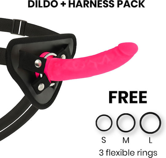 Delta Club Harness with Dildo 17cm in color Pink