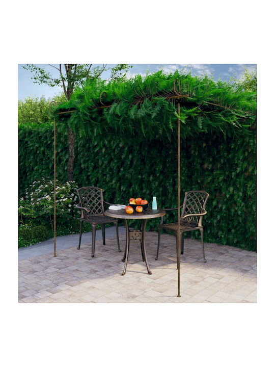 Pergolă De Grădină Din Metal Cu Tavan În Culoare Maro 300x300x250cm