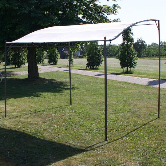 Pergolă De Grădină Din Metal Cu Tavan Alb 300x240x255cm