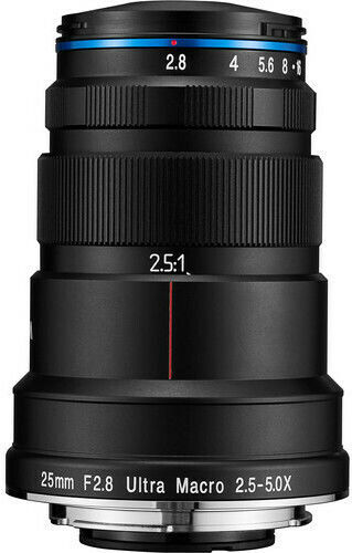 Laowa Crop Camera Lens 25mm F2.8 2.5-5x Ultra Wide Angle / Macro for Canon EF Mount Black