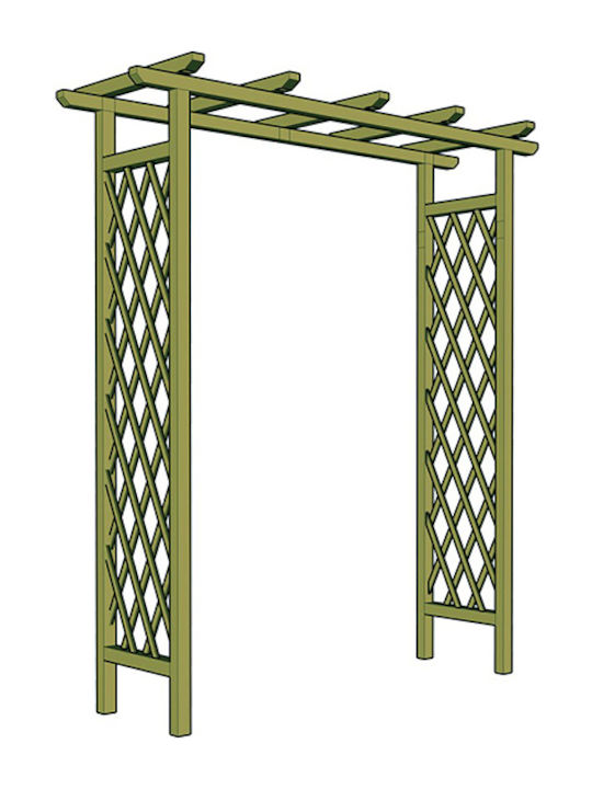 Арка За Градина От Дърво С Ромбовидна Решетка В Бежов Цвят 240x54x180см