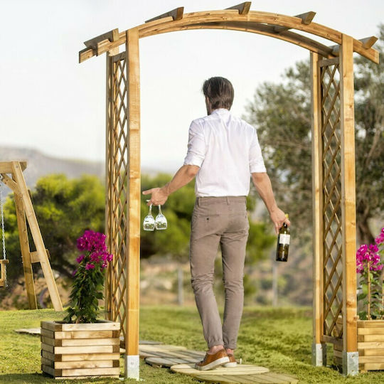 Αψίδα Κήπου Σοφία από Ξύλο με Πλέγμα Ρόμβου σε Μπεζ Χρώμα 180x54x240cm
