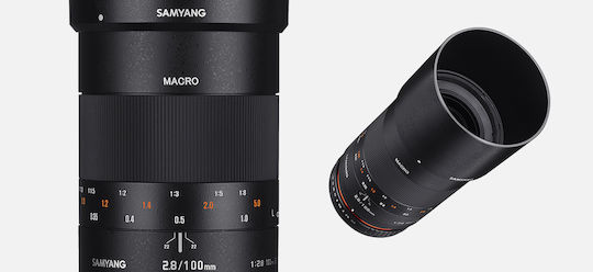 Samyang Crop Obiectiv Foto 100mm f/2.8 ED UMC Teleobiectiv / Macro pentru Montura Micro Patru Treimi (MFT) Black