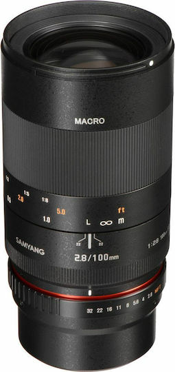 Samyang Crop Obiectiv Foto 100mm f/2.8 ED UMC Teleobiectiv / Macro pentru Montura Micro Patru Treimi (MFT) Black