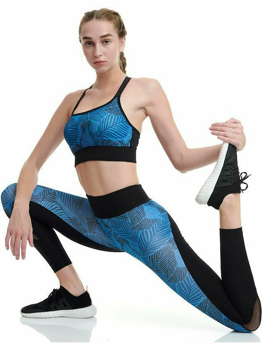 Women's Cropped Training Legging High Waisted Blue/Black