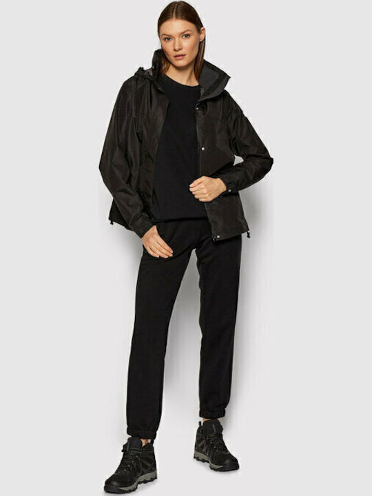 Aden Women's for Hiking Short Sports Jacket Waterproof for Winter with Hood Black