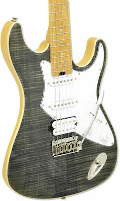 Aria Pro II 714-MK2 Elektrische Gitarre mit Form Stratocaster und HSS Pickup-Anordnung Black Diamond