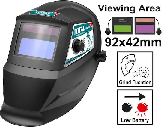 Total Electronic Welding Helmet Optical Field 100x67mm Panoramic Green