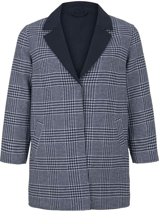 Women's Checked Navy Blue Peacoat