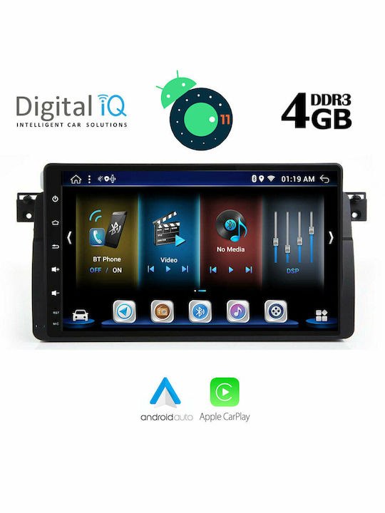 Digital IQ Sistem Audio Auto pentru BMW E46 / Serie 3 (E46) / Magazin online 1998-2005 (Bluetooth/USB/AUX/WiFi/GPS/Apple-Carplay/Partitură) cu Ecran 9" DIQ_BXD_6042