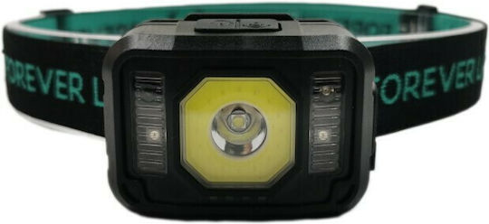 Forever Light Rechargeable Headlamp LED IP64 Dual Function with Maximum Brightness 270lm Senso XP-E Black