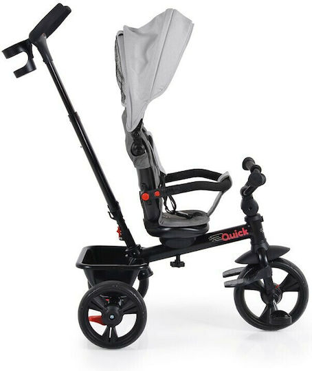 Byox Kids Tricycle Bike Quick Foldable Convertible with Parental Handle and Sunshade for 1.5+ Years Gray