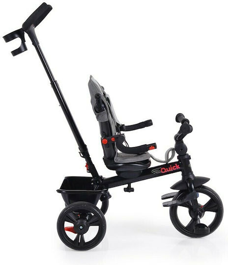 Byox Kids Tricycle Bike Quick Foldable Convertible with Parental Handle and Sunshade for 1.5+ Years Gray