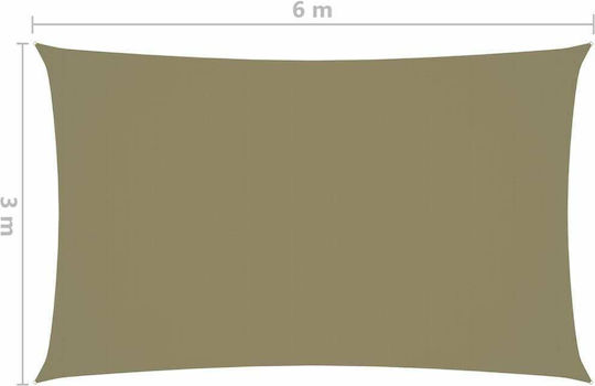 vidaXL Rectangular Umbrela Sail Bej Cu cerc & cu strat PU 3x6m