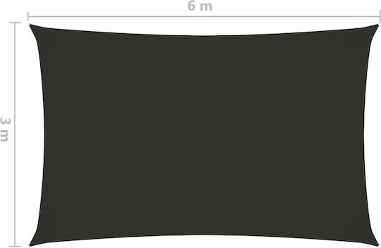 vidaXL Rectangular Shade Sail Black With Hoop & with PU Coating 3x6m
