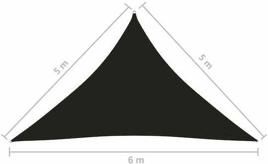 vidaXL Triangle Shade Sail Black With Hoop & with PU Coating 5x5x6m made of Oxford fabric
