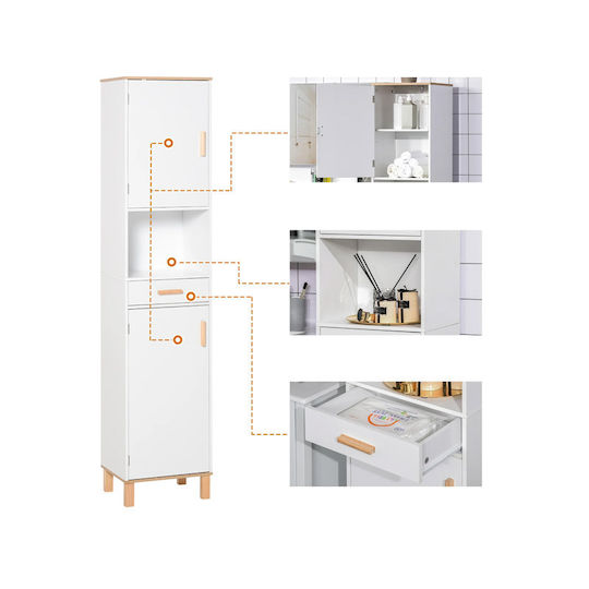Kleankin 834-312 Στήλη Μπάνιου Δαπέδου Μ39xΒ30xΥ180cm Λευκή