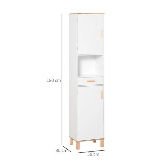 Kleankin 834-312 Στήλη Μπάνιου Δαπέδου Μ39xΒ30xΥ180cm Λευκή