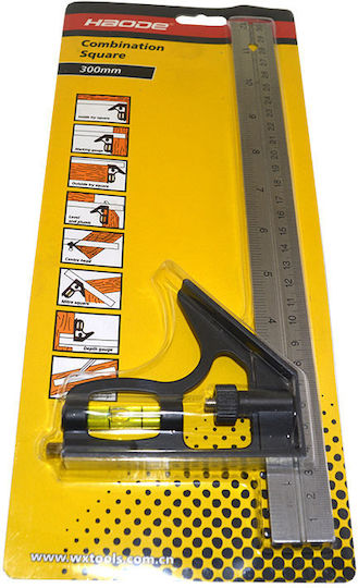 Kreator Carpenters Steel Angle Ruler with Spirit Level 30cm