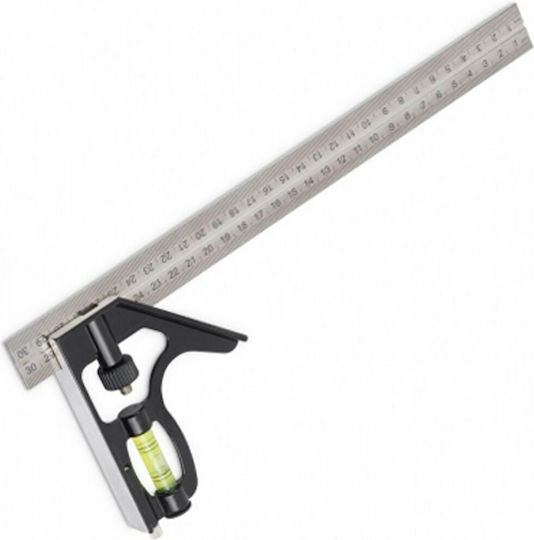 Kreator Carpenters Steel Angle Ruler with Spirit Level 30cm
