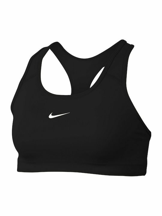 Swoosh Women's Athletic Sports Bra Black with Lining