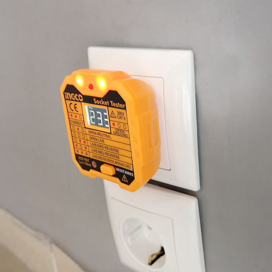 Ingco HESST30002 Tester Καλωδίων Ρεύματος Πρίζα Ρεύματος