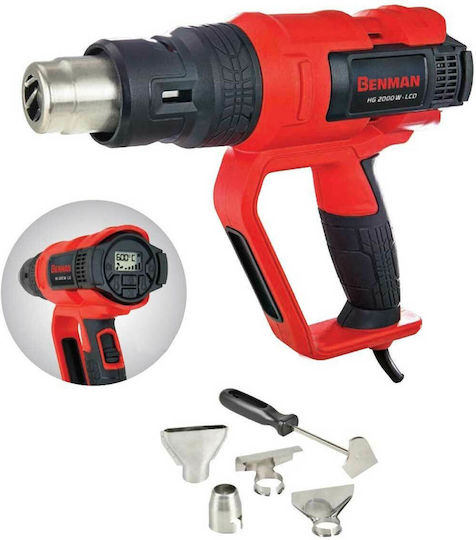 Benman HG 2000 W LCD Πιστόλι Θερμού Αέρα 2000W με Ρύθμιση Θερμοκρασίας εως και 650°C