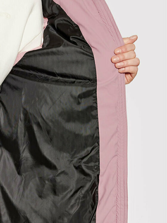 Lang Damen Ärmellos Puffer Jacke für Winter Rosa