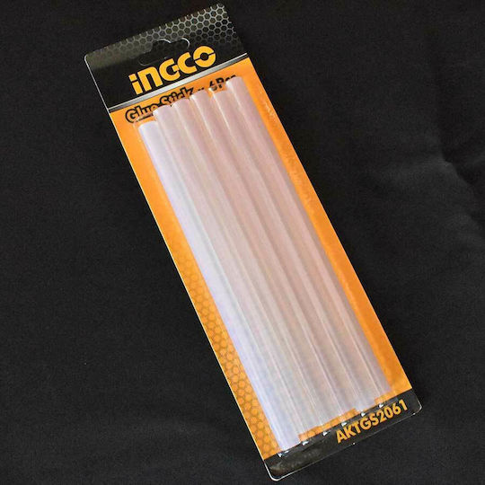 Ingco Ράβδοι Σιλικόνης AKTGS2061 Διάφανο 11.2mm 6τμχ