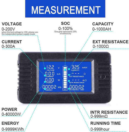 Ideahellas D843893 Ψηφιακό Battery Tester Ακίδας Monitor