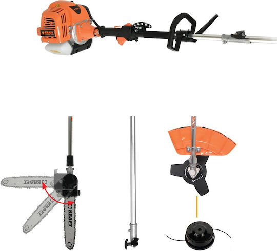 Kraft 691034 Gasoline Garden Multi Tool 3 in 1 Pole Saw Lawnmower Extension