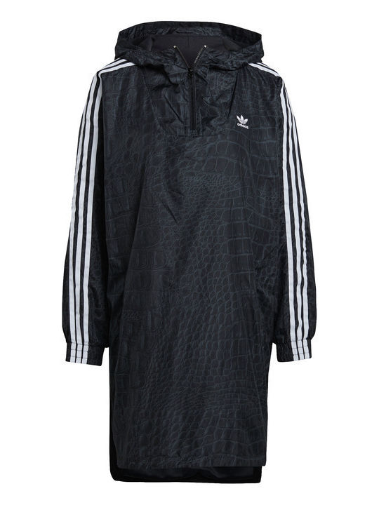 Originals Women's Long Sports Jacket for Winter with Hood Black