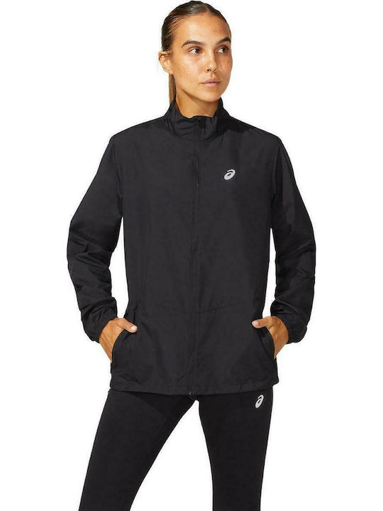 Women's Running Short Sports Jacket Waterproof and Windproof for Spring or Autumn Black