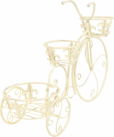 vidaXL Pot Trolley Metal White 77cmx26cmx50cmcm.