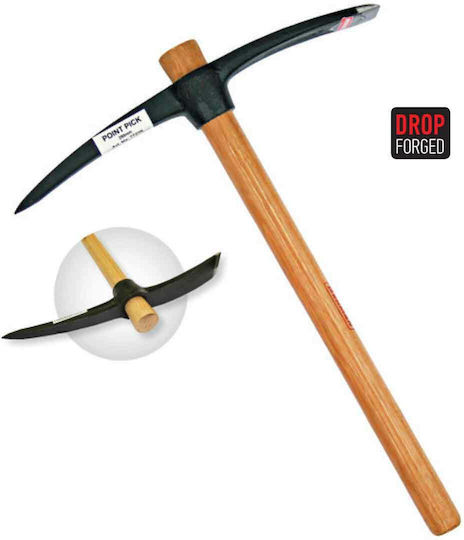 Benman Forged General Use Pickaxe with Wooden Handle Pick 29cm with Pole 37cm