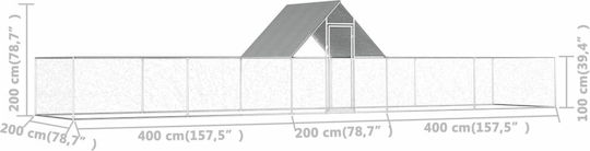vidaXL Geflügelstall aus verzinktem Stahl L10 x B2 x H2m.