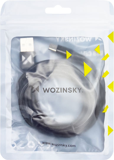 Wozinsky Braided USB 2.0 Cable USB-C male - USB-A Μαύρο 2m WUC-C2B