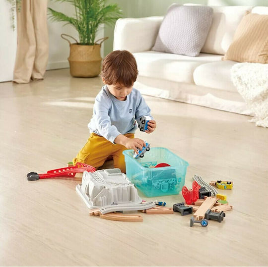 Hape City Railway and Bucket Set cu Trenuleț din Lemn pentru 3+ ani+ Ani