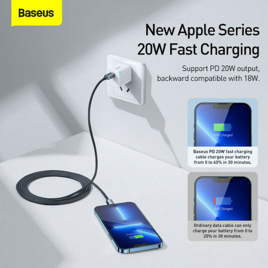 Baseus Crystal Shine Braided USB-C to Lightning Cable 20W Black 2m (CAJY000301)