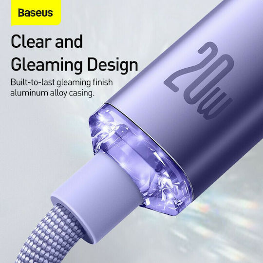 Baseus Crystal Shine Braided USB-C to Lightning Cable 20W Purple 1.2m (CAJY000205)