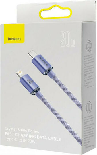 Baseus Crystal Shine CAJY000705 Braided USB-C to Lightning Cable 20W Purple 2m