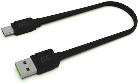 Green Cell Flat USB 2.0 Cable USB-C male - USB-A Μαύρο 0.25m KABGC03
