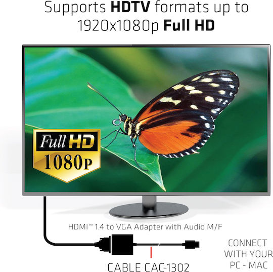 Club3D Μετατροπέας HDMI male σε VGA female 1τμχ CAC-1302