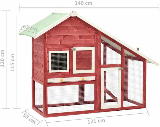 vidaXL 170871 Wooden Cage for Rabbits 140x63x120cm