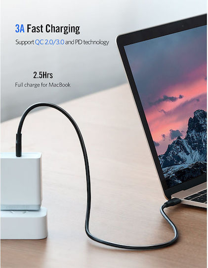Ugreen US286 USB 2.0 Cable USB-C male - USB-C 60W Μαύρο 1m 50997