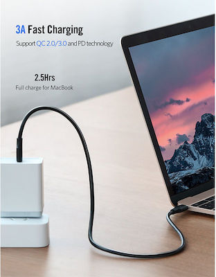 Ugreen USB 2.0 Cable USB-C male - USB-C male Μαύρο 1.5m (50998)