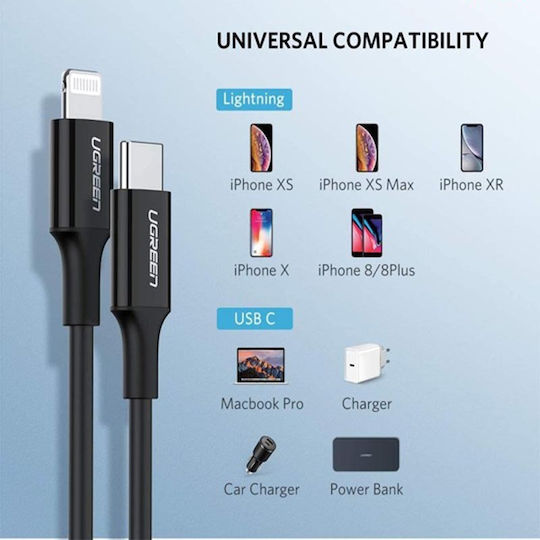 Ugreen US171 USB-C to Lightning Cable 18W Μαύρο 1m (60751)