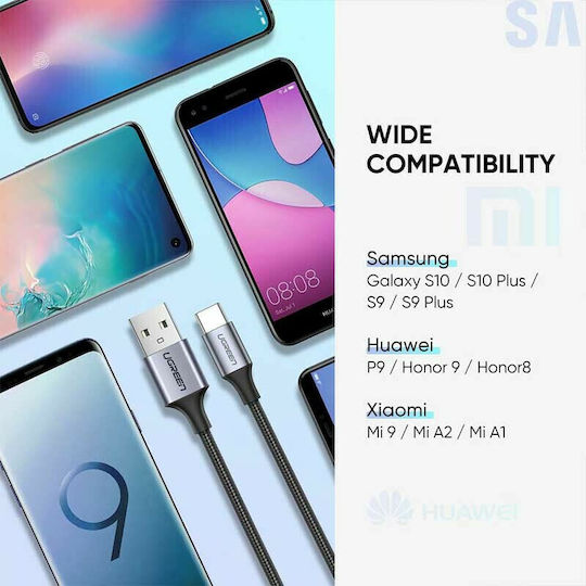 Ugreen US288 Braided USB 2.0 Cable USB-C male - USB-A 18W Μαύρο 3m 60408